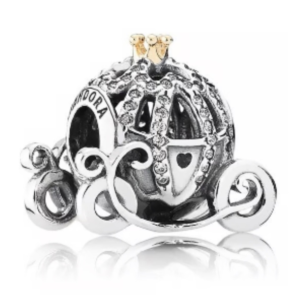 Authentic Pandora Disney SS and 14K Cinderella's Pumpkin Coach Charm 791573CZ